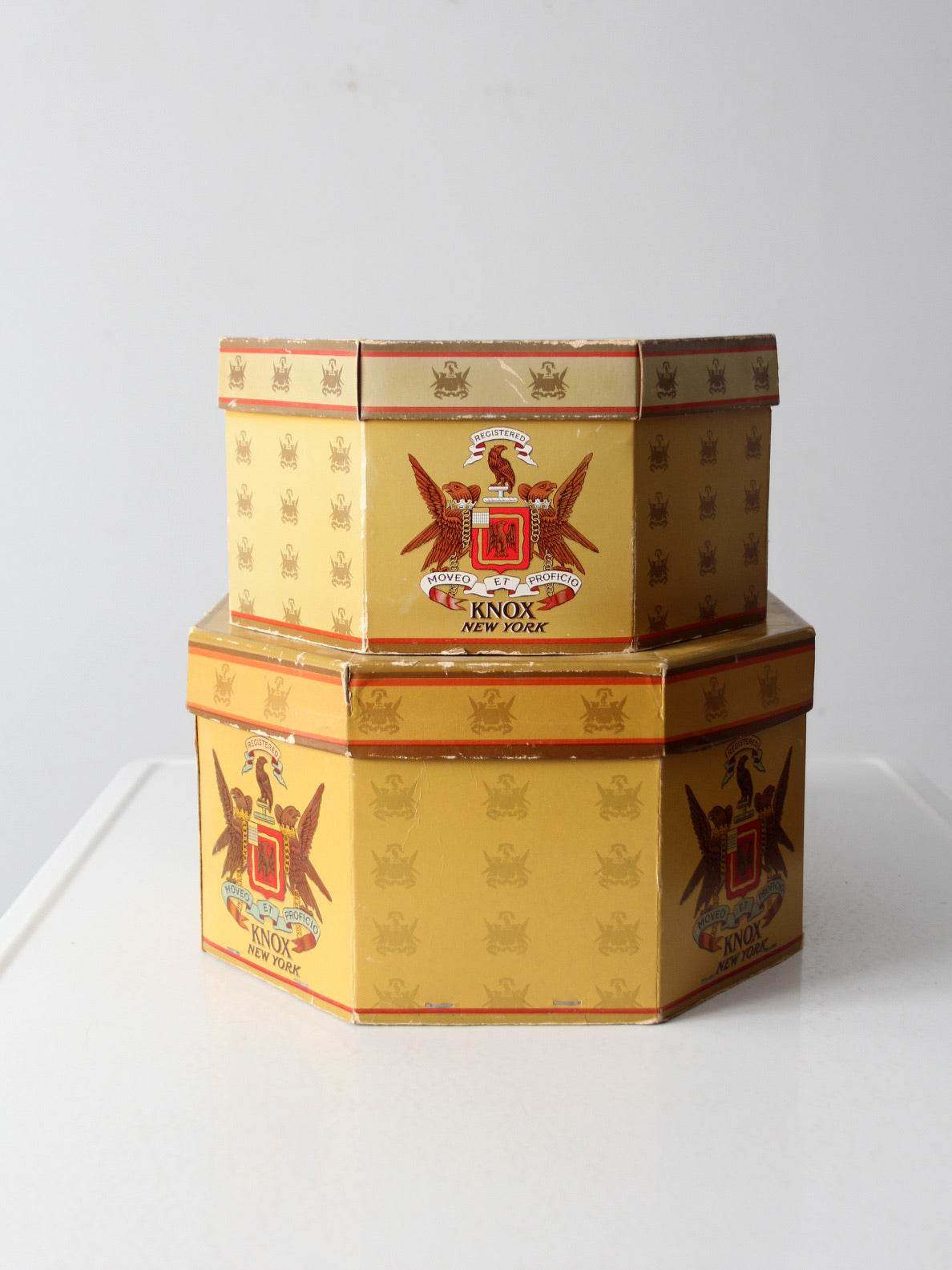 vintage knox hat boxes pair