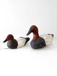 pair vintage wooden canvasback duck decoys