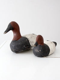 pair vintage wooden canvasback duck decoys