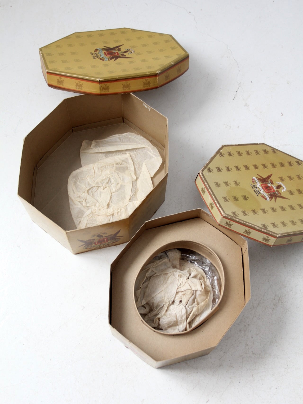 vintage knox hat boxes pair