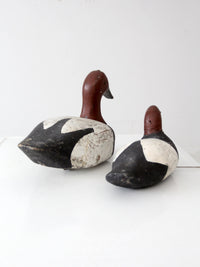 pair vintage wooden canvasback duck decoys