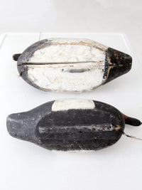pair vintage wooden canvasback duck decoys