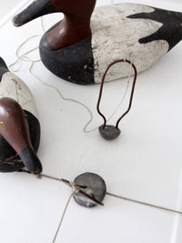 pair vintage wooden canvasback duck decoys