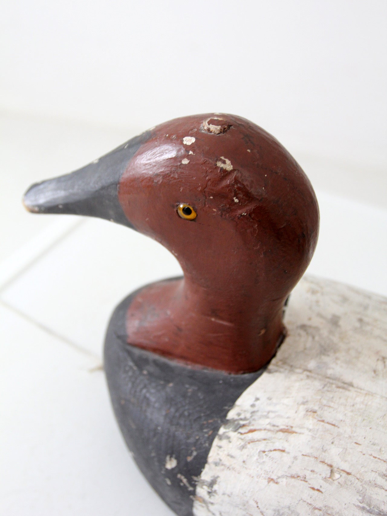 pair vintage wooden canvasback duck decoys