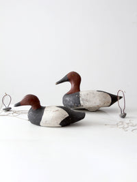 pair vintage wooden canvasback duck decoys