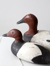 pair vintage wooden canvasback duck decoys