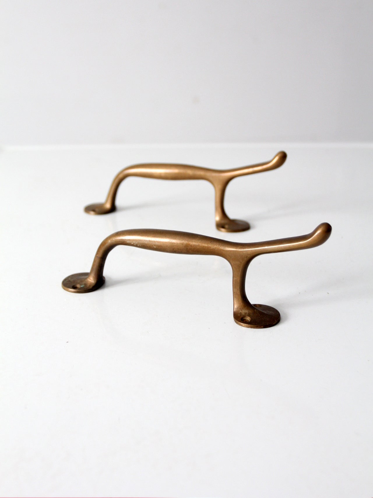 vintage brass door handles pair