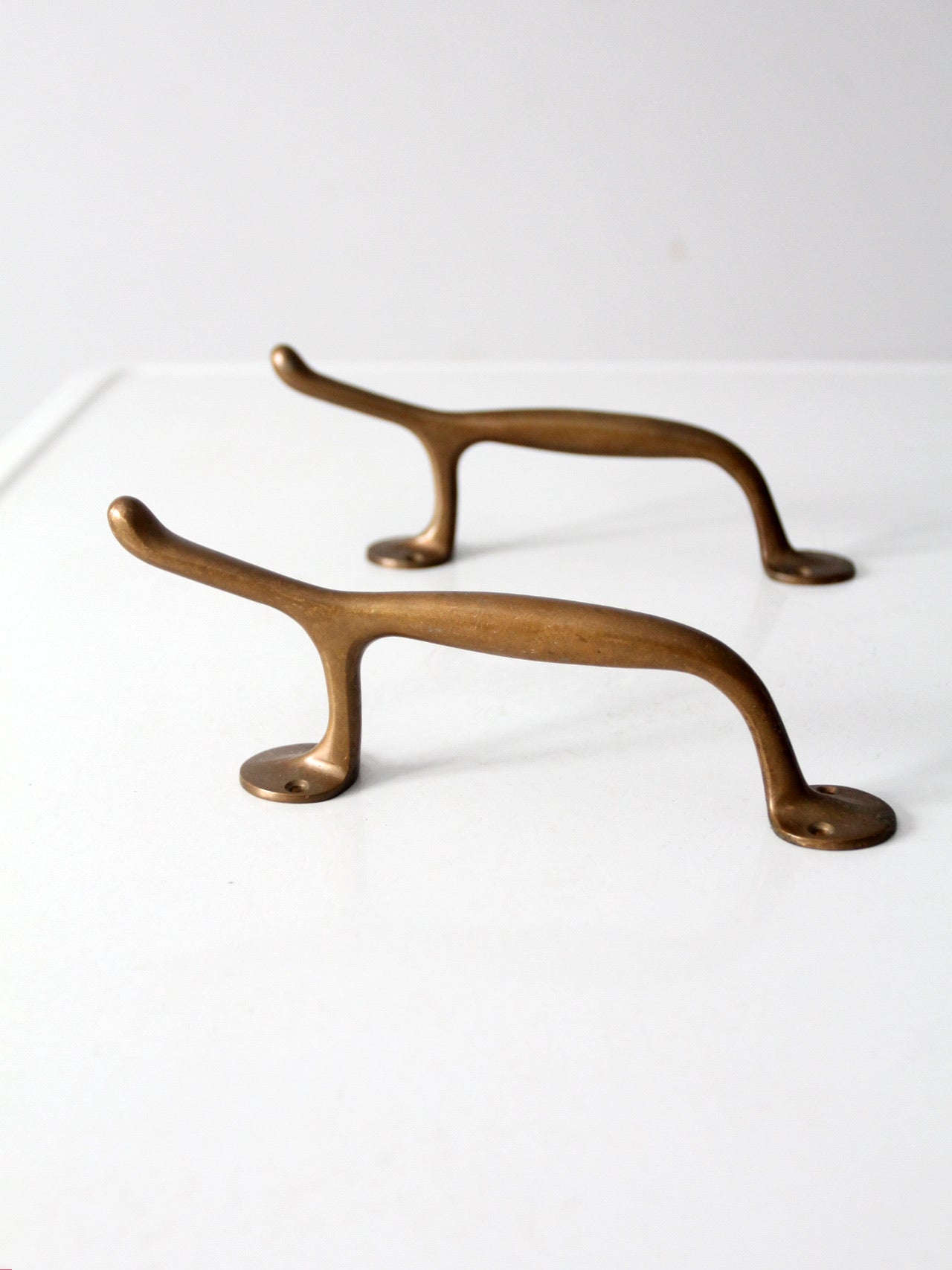 vintage brass door handles pair