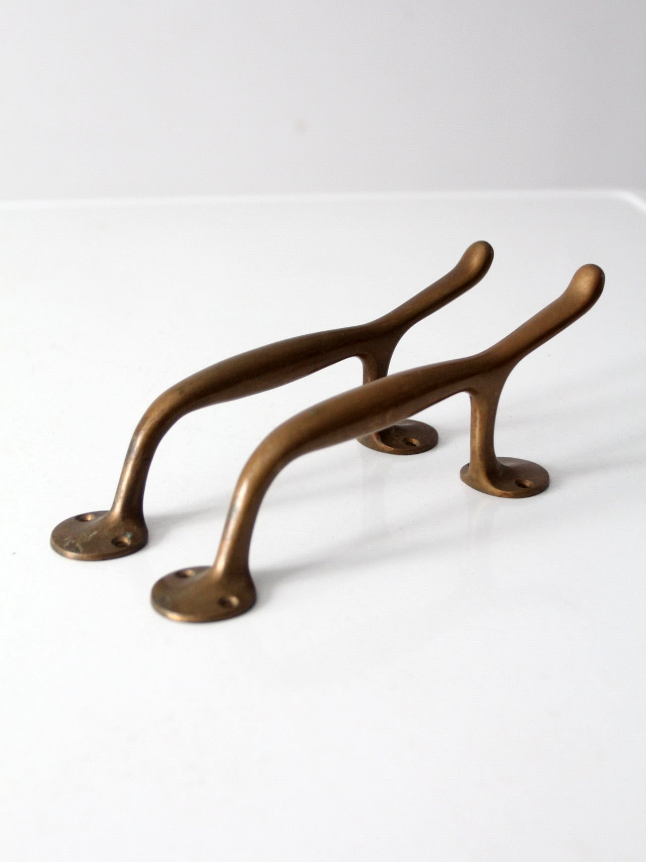 vintage brass door handles pair