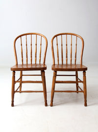 antique farmhouse Windsor dining chairs pair