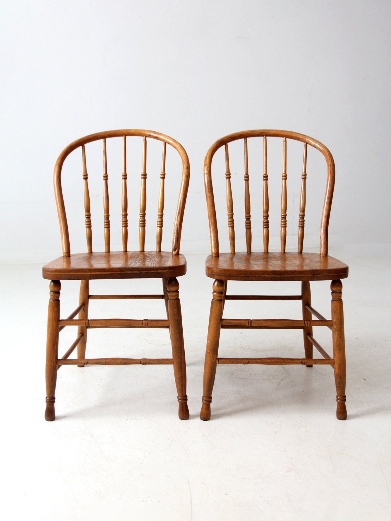 antique farmhouse Windsor dining chairs pair