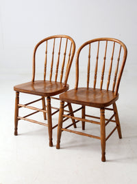 antique farmhouse Windsor dining chairs pair