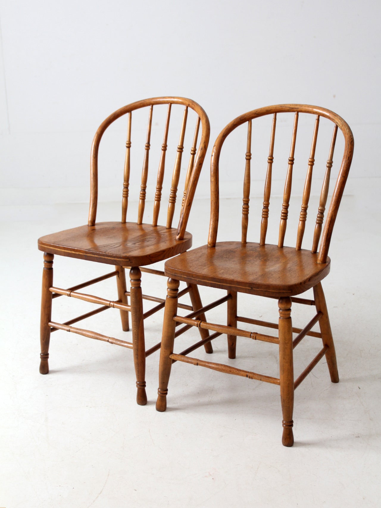 antique farmhouse Windsor dining chairs pair