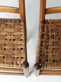 antique splint weave seat chairs pair