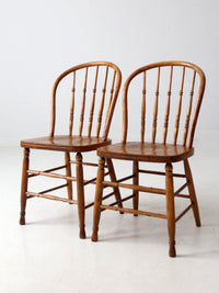 antique farmhouse Windsor dining chairs pair
