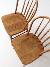 antique farmhouse Windsor dining chairs pair