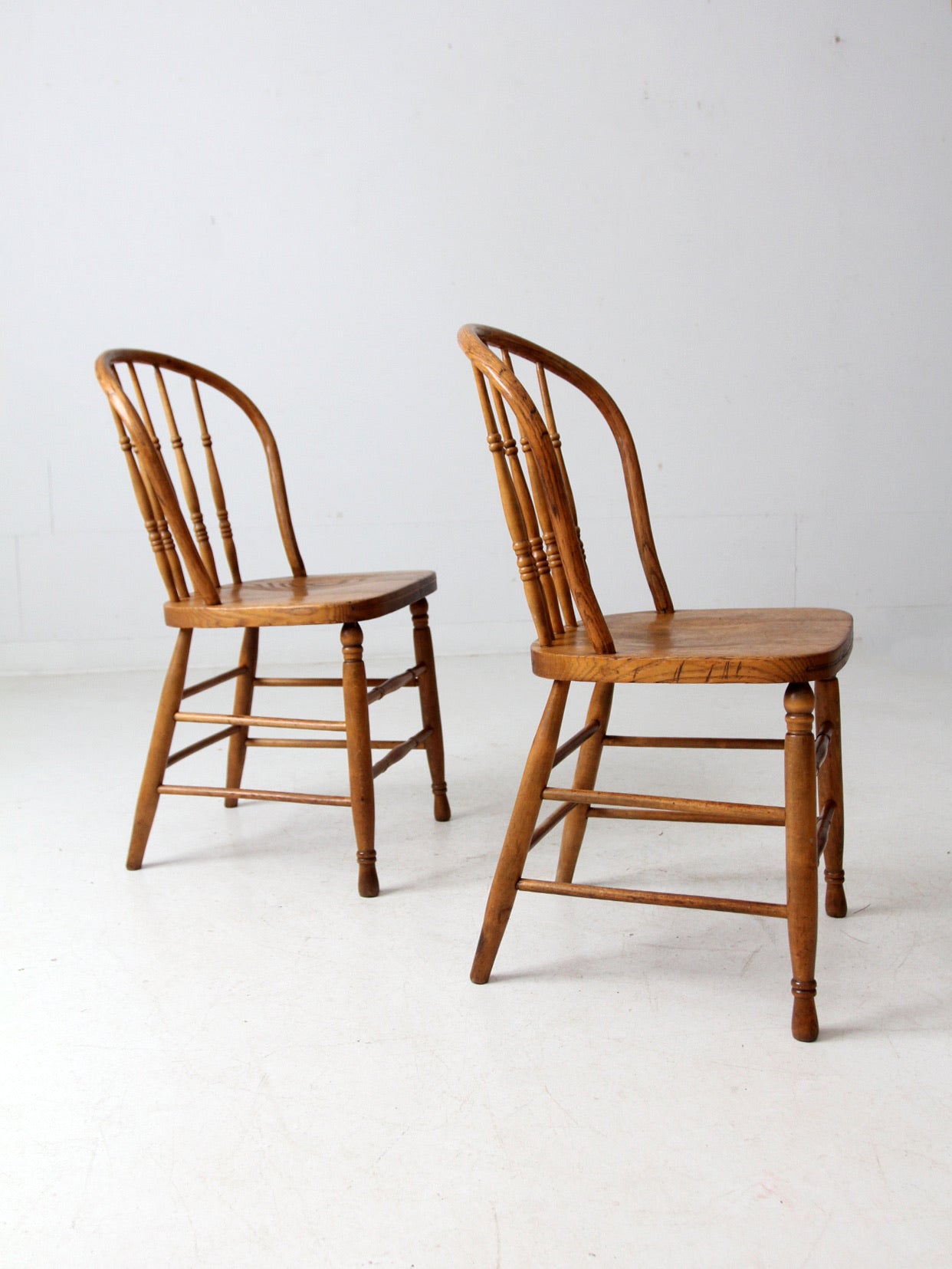 antique farmhouse Windsor dining chairs pair