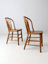 antique farmhouse Windsor dining chairs pair
