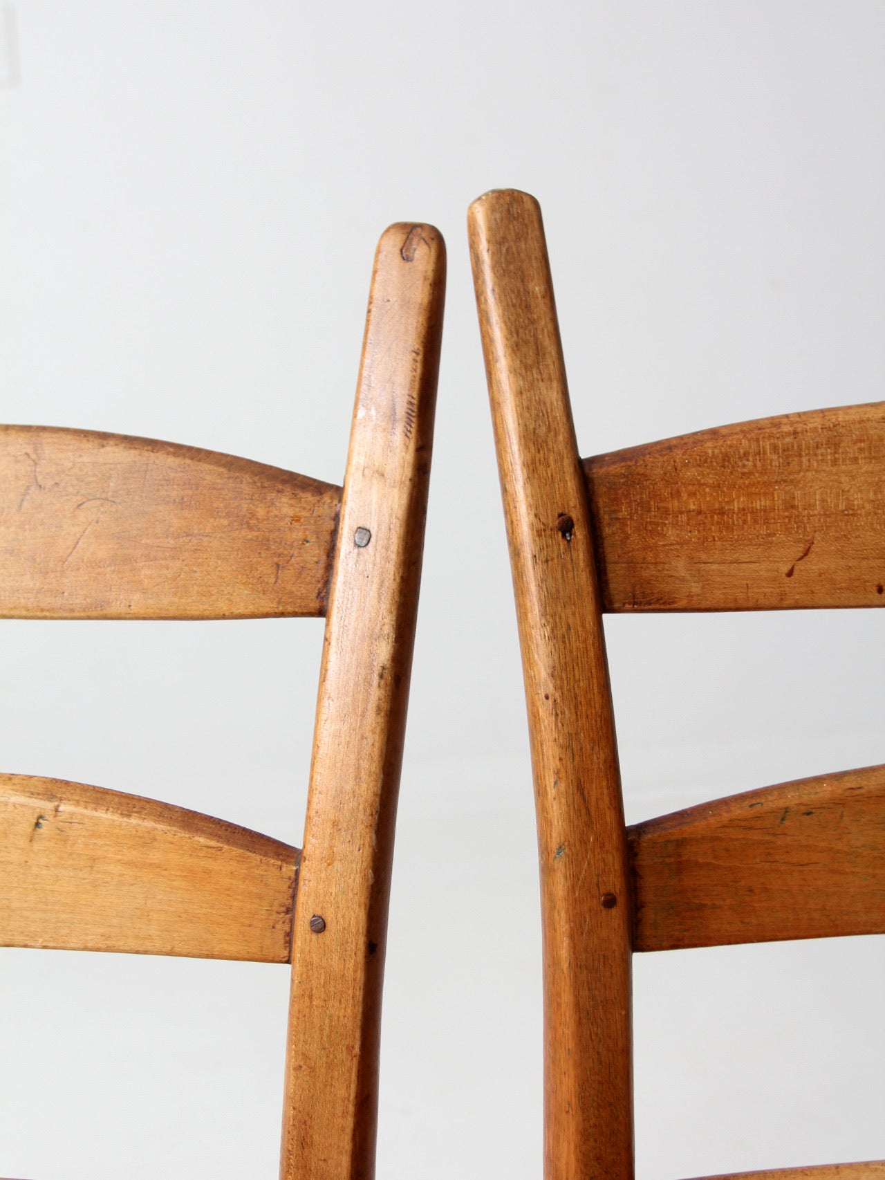 antique splint weave seat chairs pair