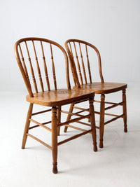 antique farmhouse Windsor dining chairs pair
