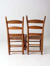 antique splint weave seat chairs pair