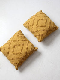 vintage mustard yellow throw pillows pair