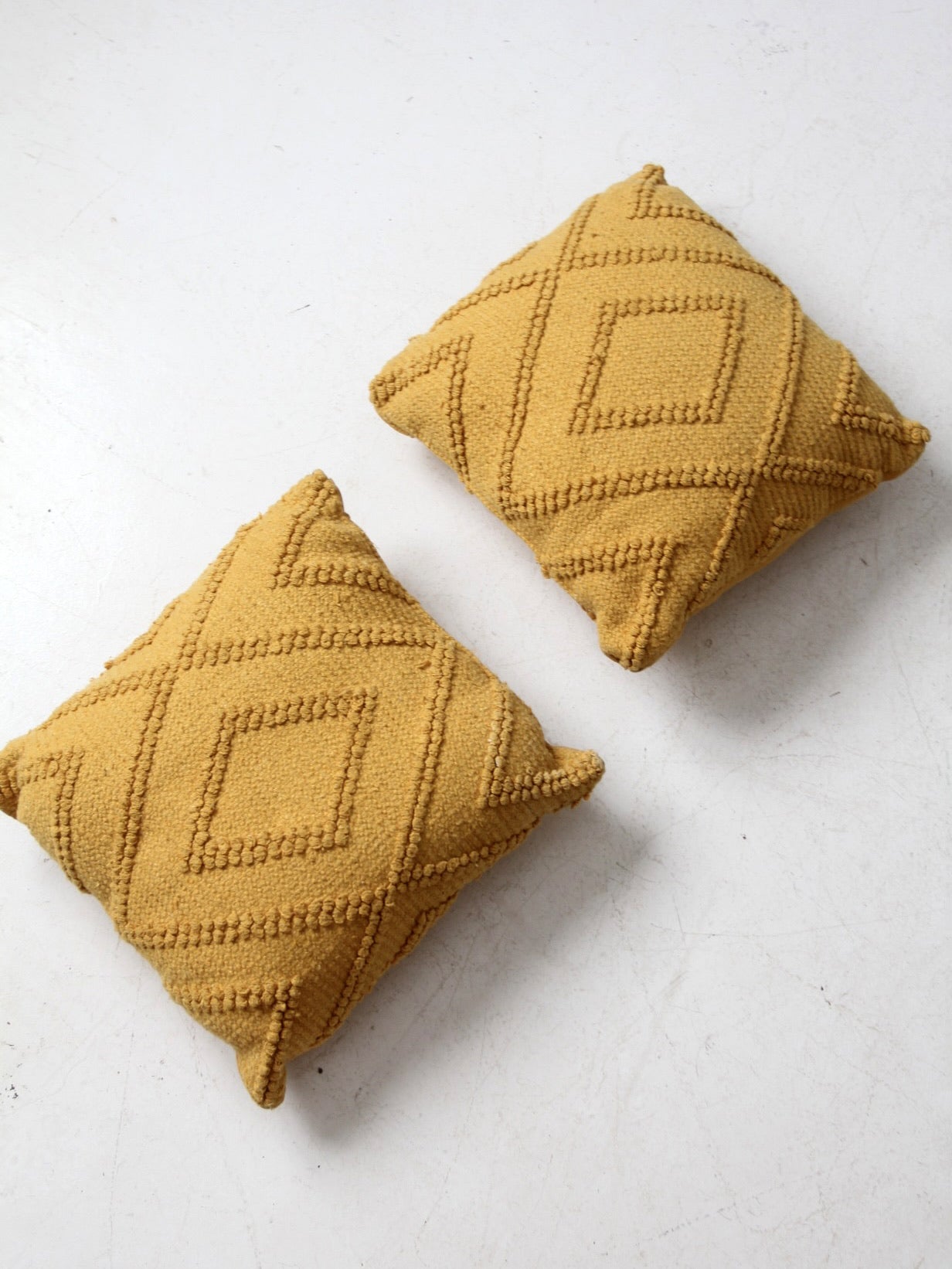 vintage mustard yellow throw pillows pair