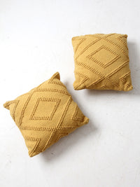 vintage mustard yellow throw pillows pair