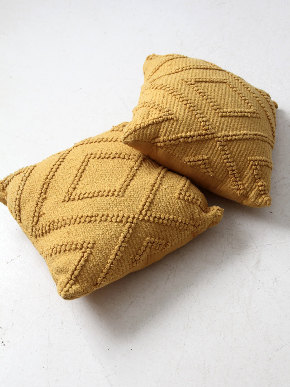 vintage mustard yellow throw pillows pair