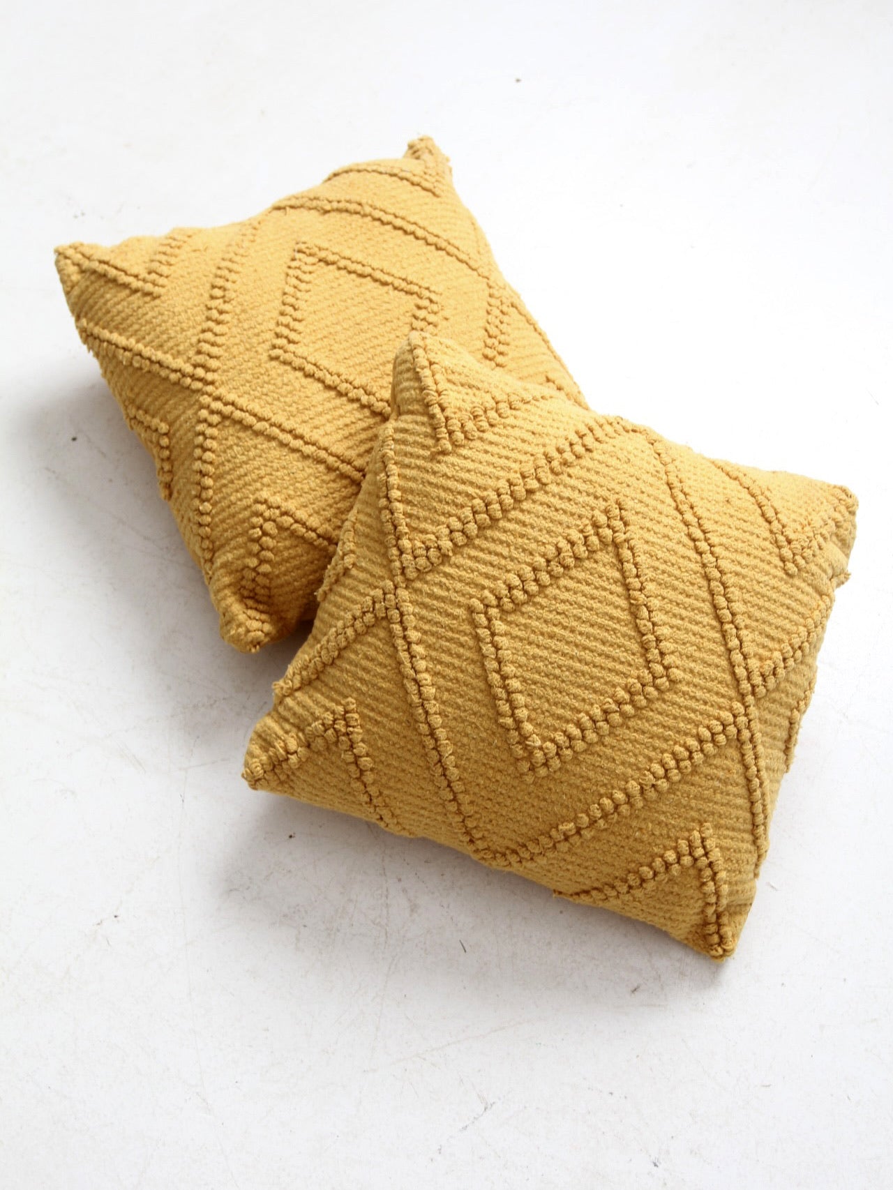 vintage mustard yellow throw pillows pair