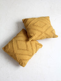 vintage mustard yellow throw pillows pair