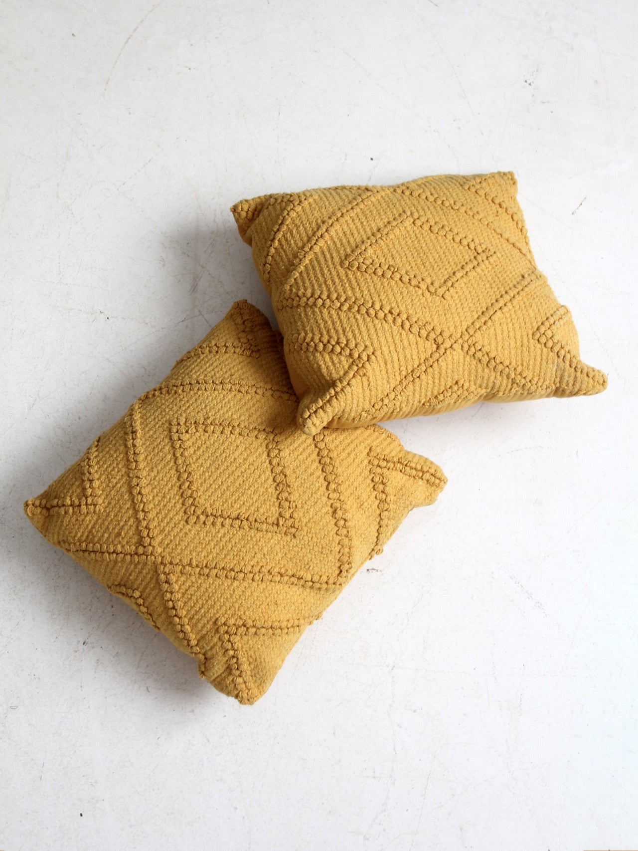 vintage mustard yellow throw pillows pair