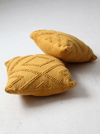 vintage mustard yellow throw pillows pair