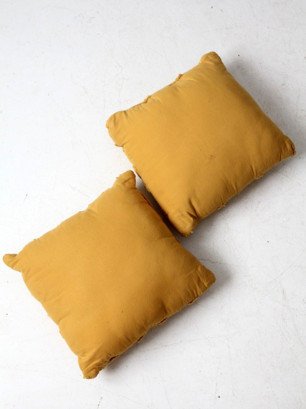 vintage mustard yellow throw pillows pair