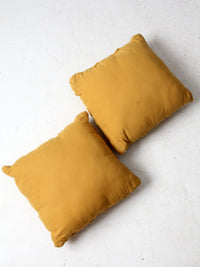 vintage mustard yellow throw pillows pair