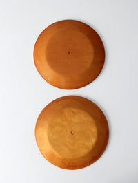 vintage hand-painted wood plates pair