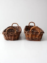 pair vintage rectangular wicker baskets