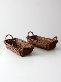 pair vintage rectangular wicker baskets