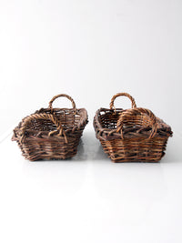 pair vintage rectangular wicker baskets