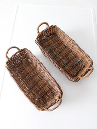 pair vintage rectangular wicker baskets