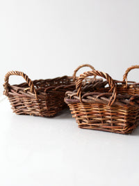 pair vintage rectangular wicker baskets