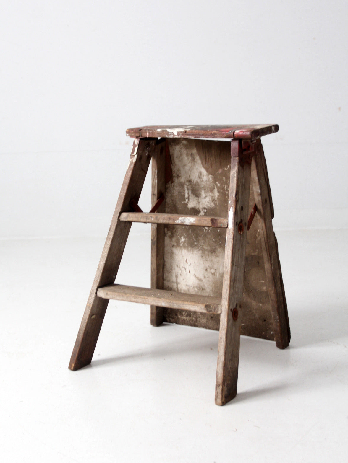 vintage rustic wooden step ladder