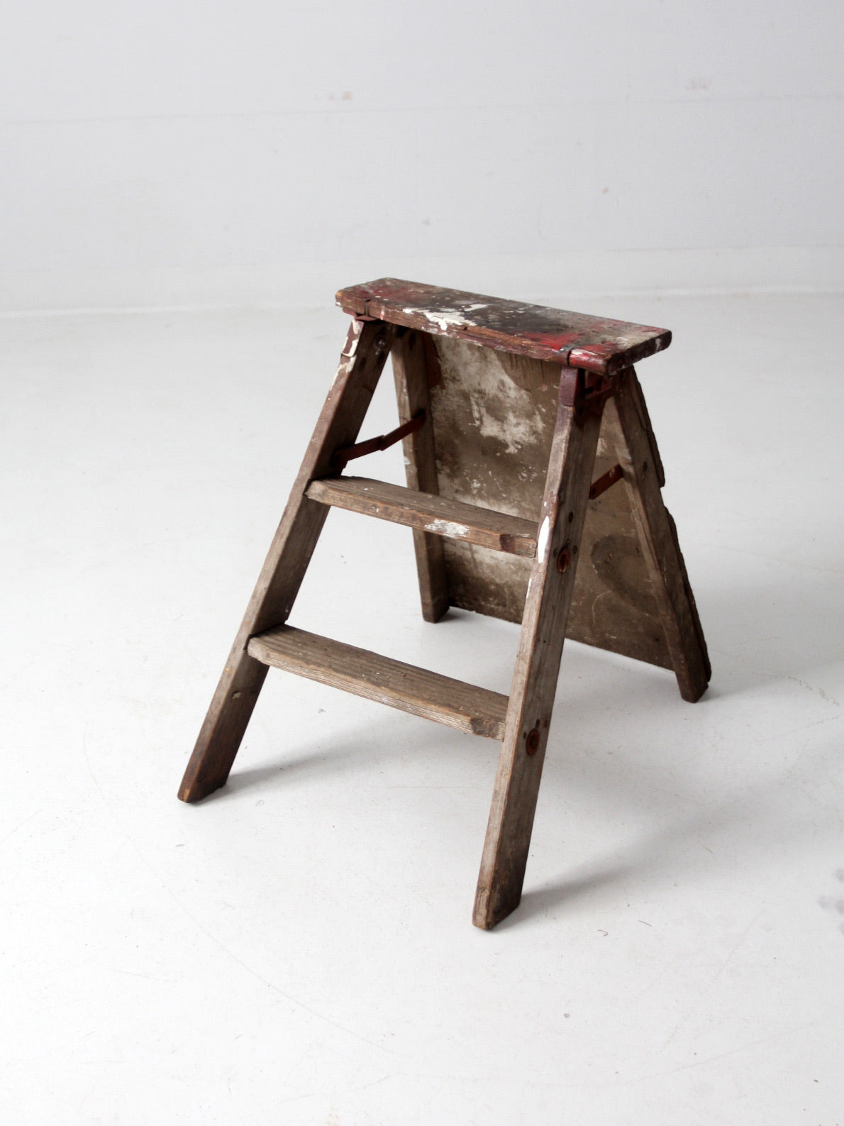 vintage rustic wooden step ladder