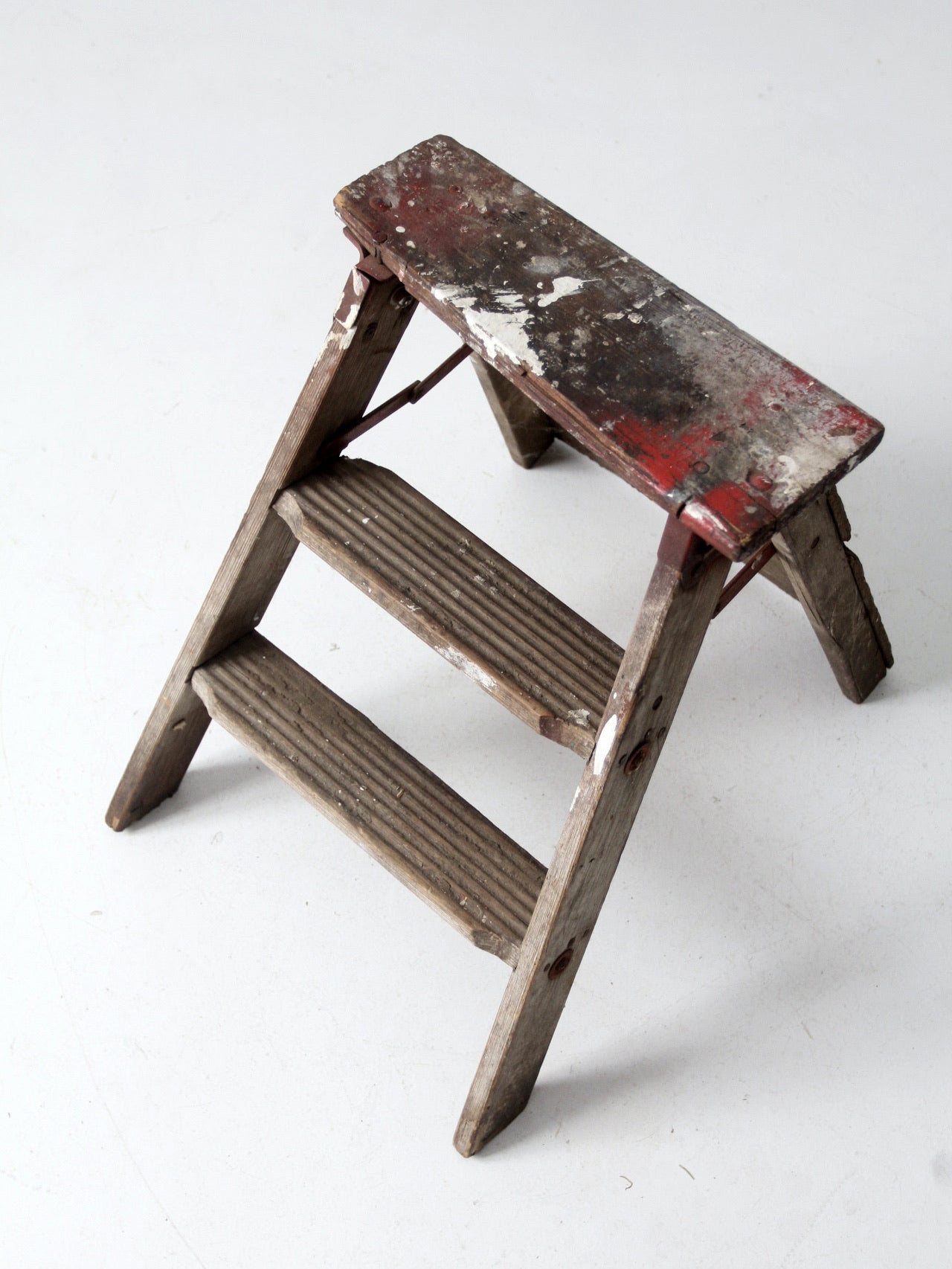 vintage rustic wooden step ladder