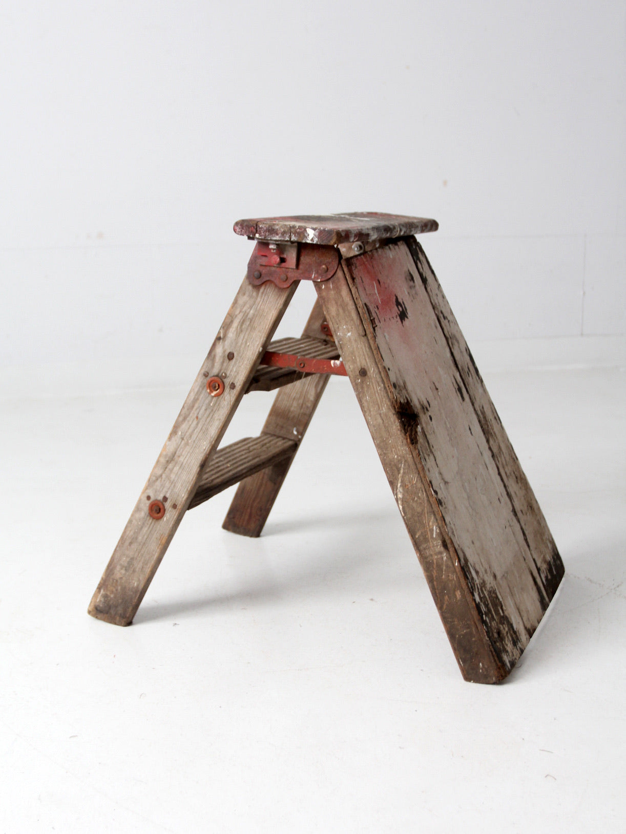 vintage rustic wooden step ladder