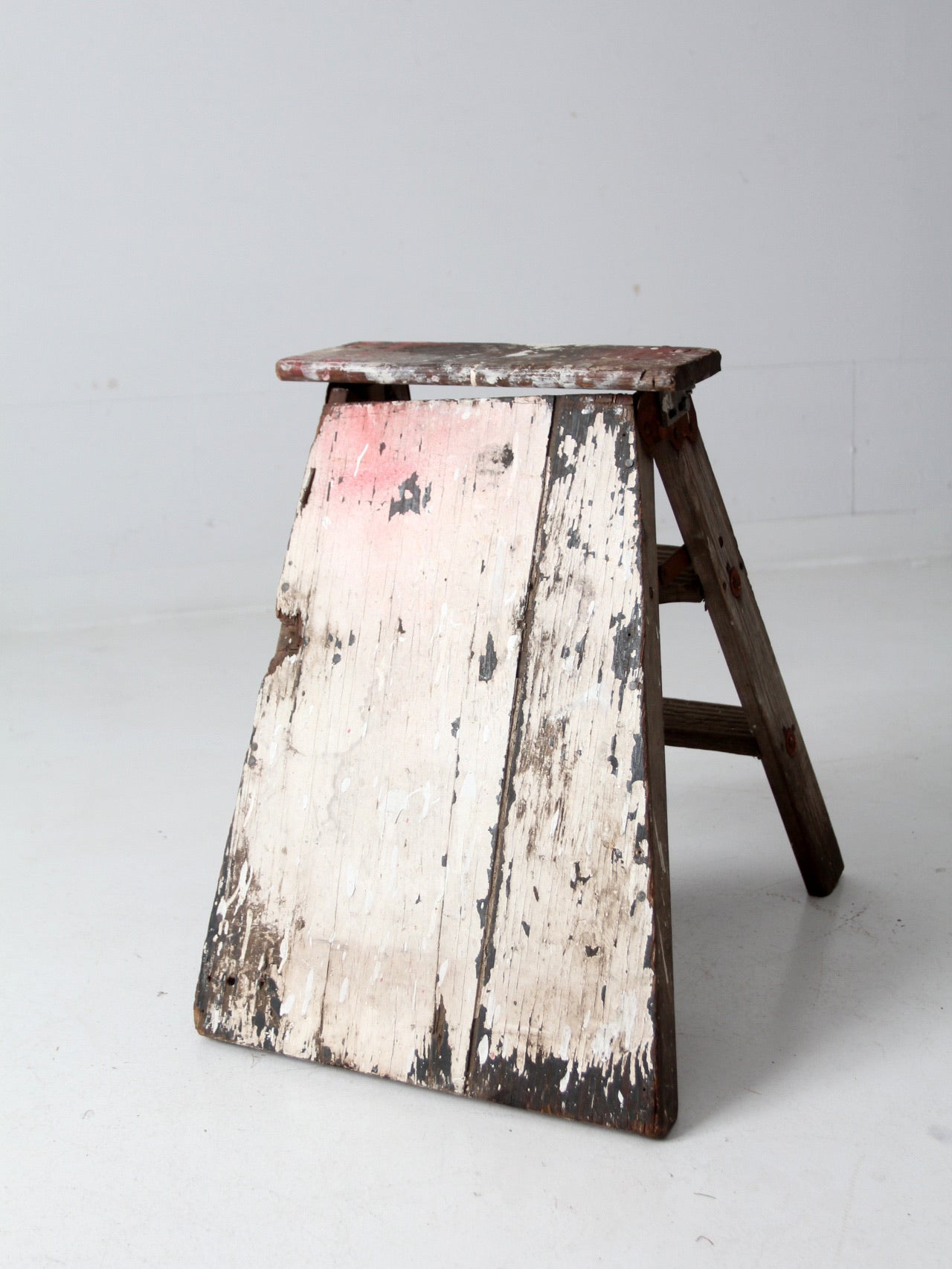 vintage rustic wooden step ladder