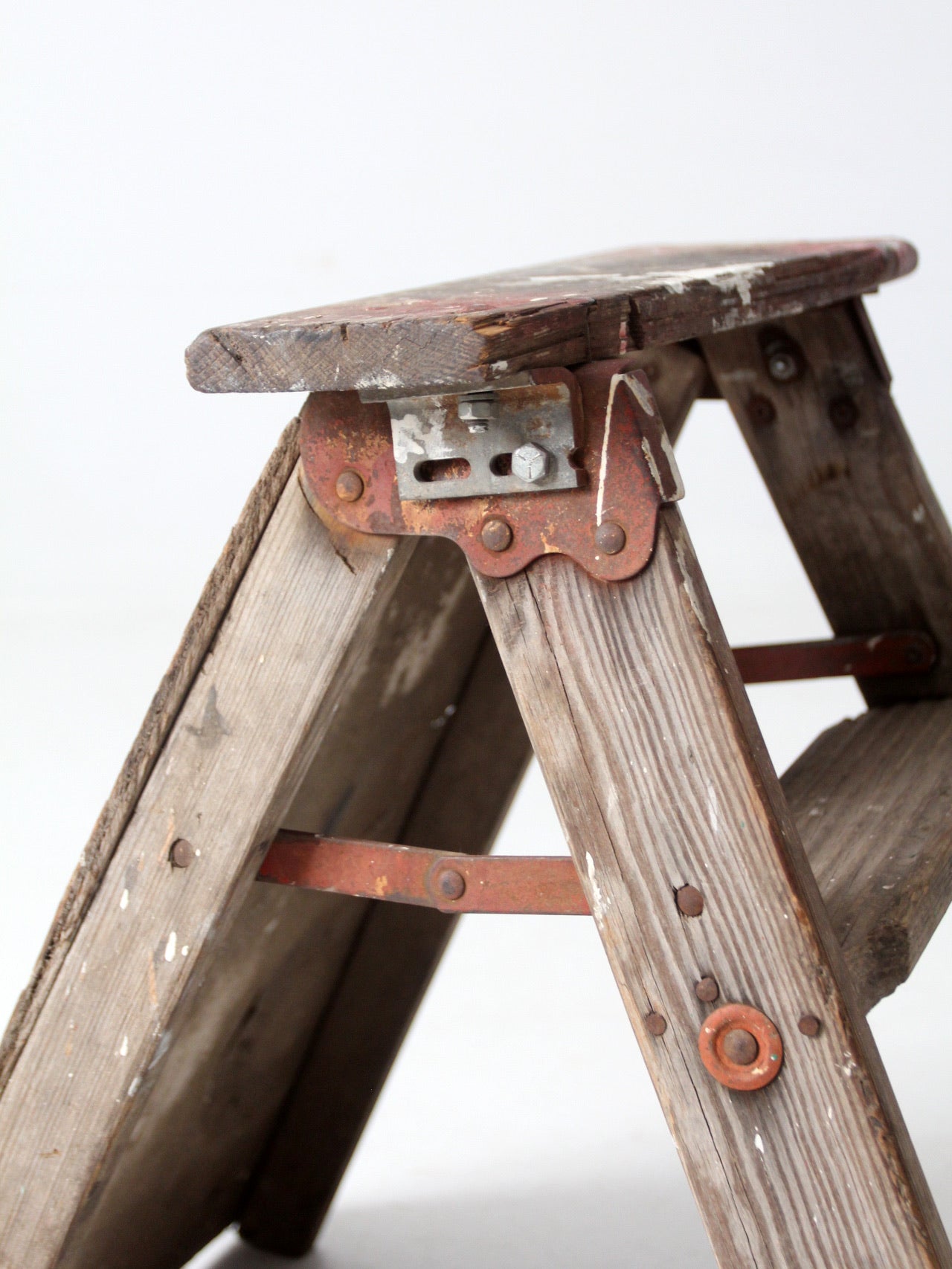 vintage rustic wooden step ladder