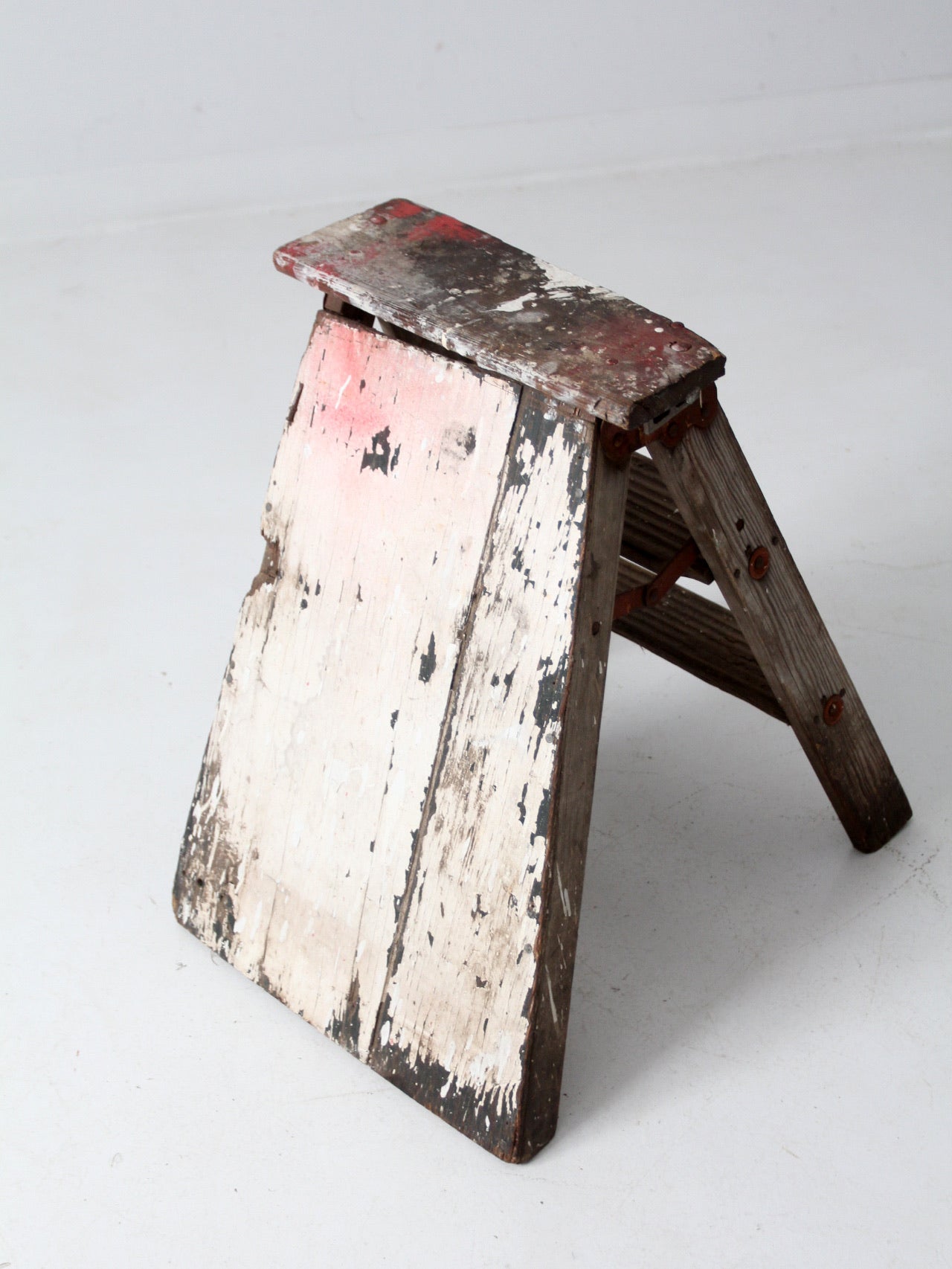 vintage rustic wooden step ladder