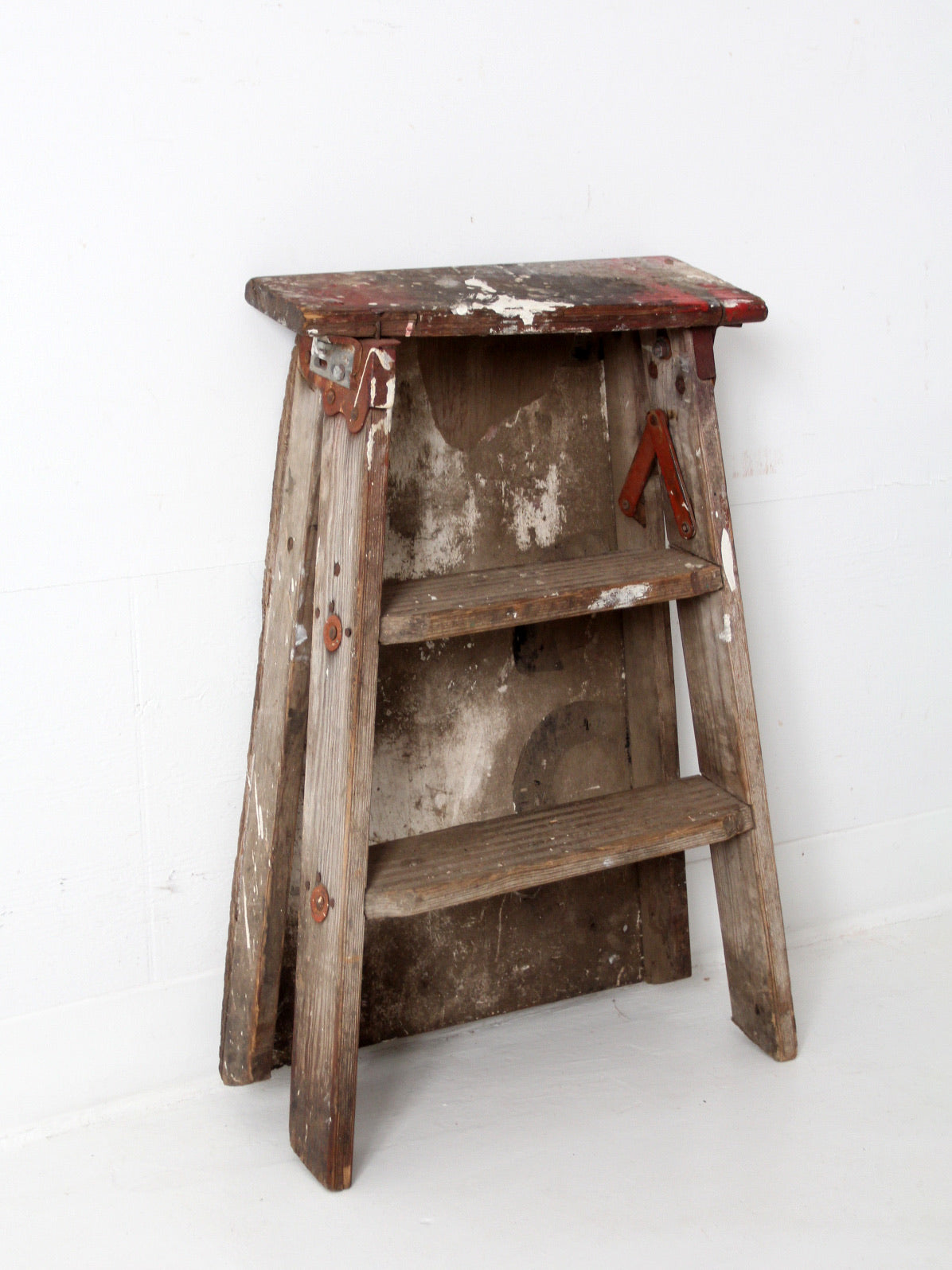 vintage rustic wooden step ladder