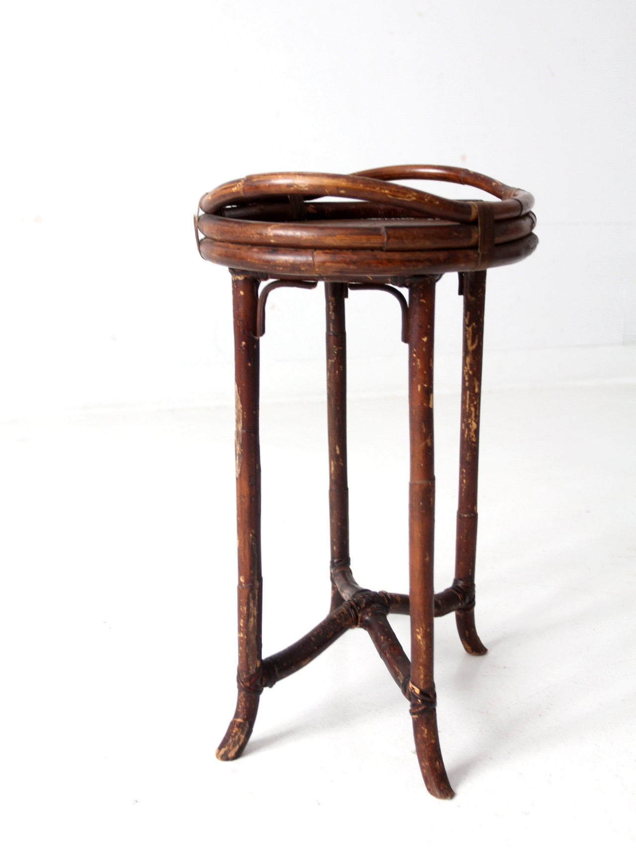 antique rattan tray table